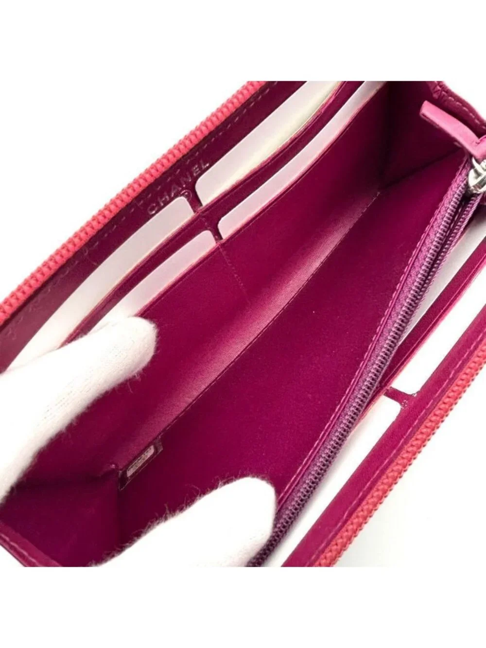 Chanel Wallet Camellia Embossed Zip Around